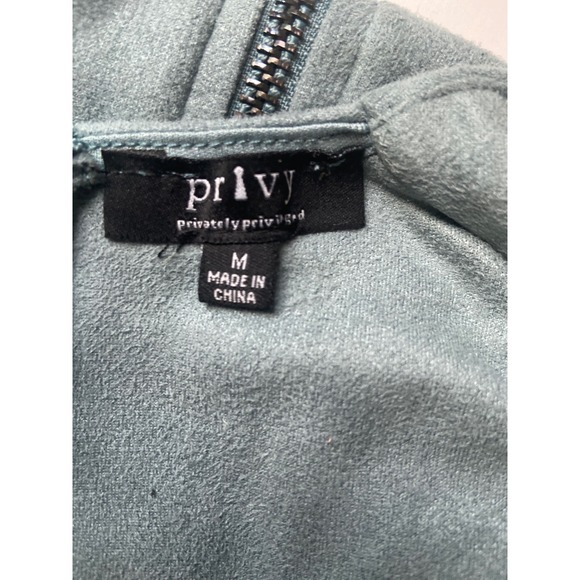 Privy Privately Privileged Sage Faux Suede Bodycon Dress Cap Sleeve Medium - Picture 4 of 5